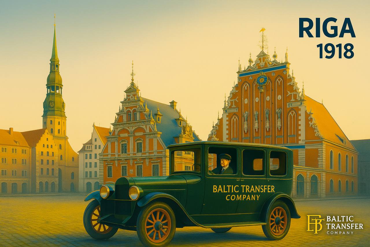 Transfer in Tallinn with driver — comfortable car against the backdrop of the Old Town